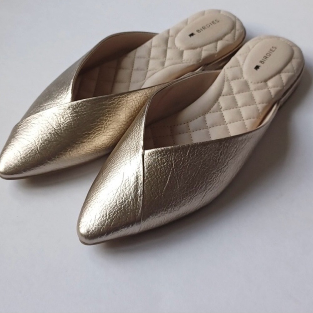 Birdies The Swan Metallic Point-Toe Mules